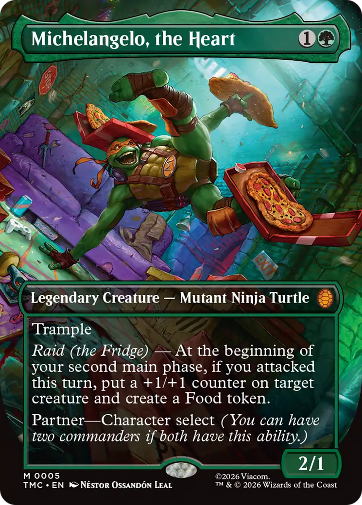 Michelangelo, the Heart (Borderless) [Teenage Mutant Ninja Turtles Commander] | Cards and Coasters CA