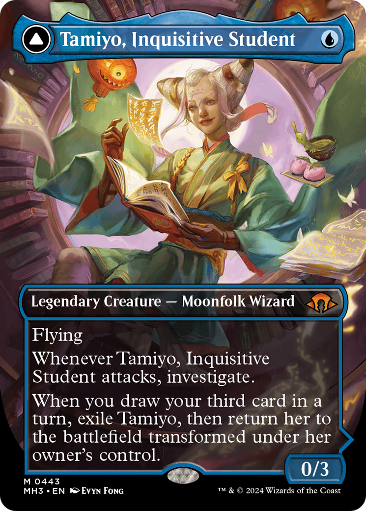 Tamiyo, Inquisitive Student // Tamiyo, Seasoned Scholar (Borderless) [Modern Horizons 3] | Cards and Coasters CA