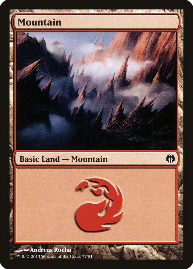 Mountain (77) [Duel Decks: Heroes vs. Monsters] | Cards and Coasters CA