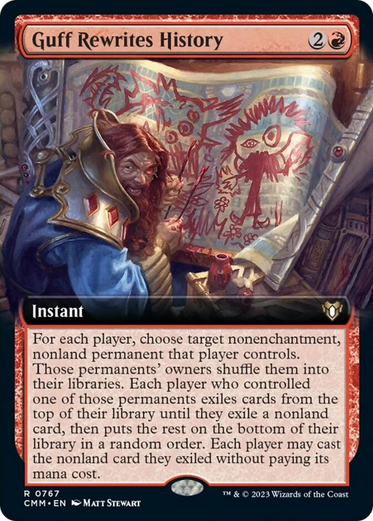 Guff Rewrites History (Extended Art) [Commander Masters] | Cards and Coasters CA