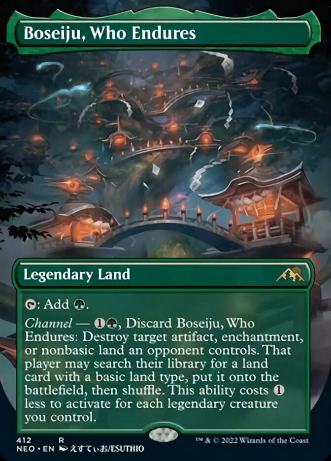 Boseiju, Who Endures (Borderless Alternate Art) [Kamigawa: Neon Dynasty] | Cards and Coasters CA