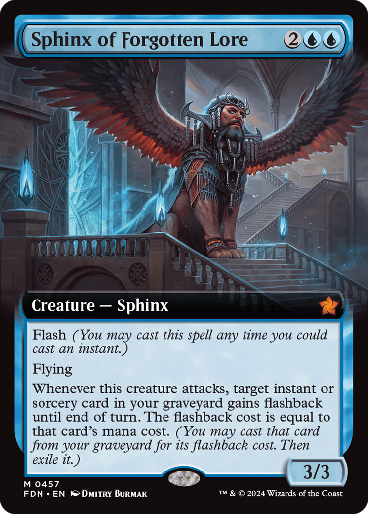 Sphinx of Forgotten Lore (Extended Art) [Foundations] | Cards and Coasters CA