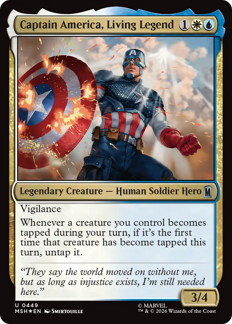 Captain America, Living Legend (Surge Foil) [Marvel Super Heroes] | Cards and Coasters CA