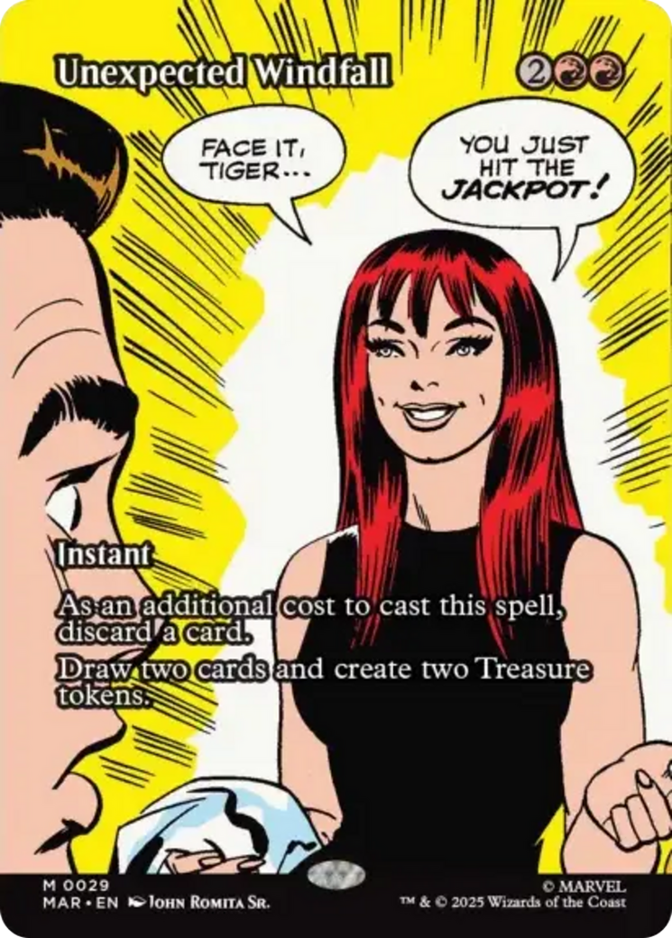 Unexpected Windfall (Borderless) [Marvel's Spider-Man: Eternal-Legal] | Cards and Coasters CA
