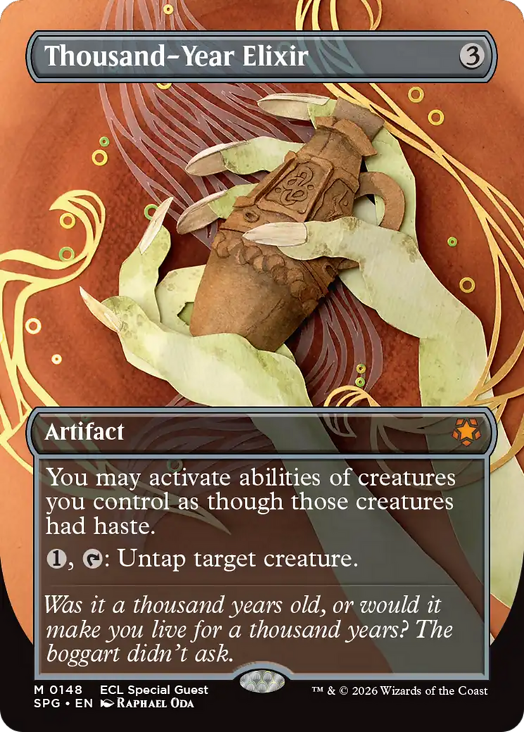 Thousand-Year Elixir (Borderless) [Lorwyn Eclipsed Special Guests] | Cards and Coasters CA