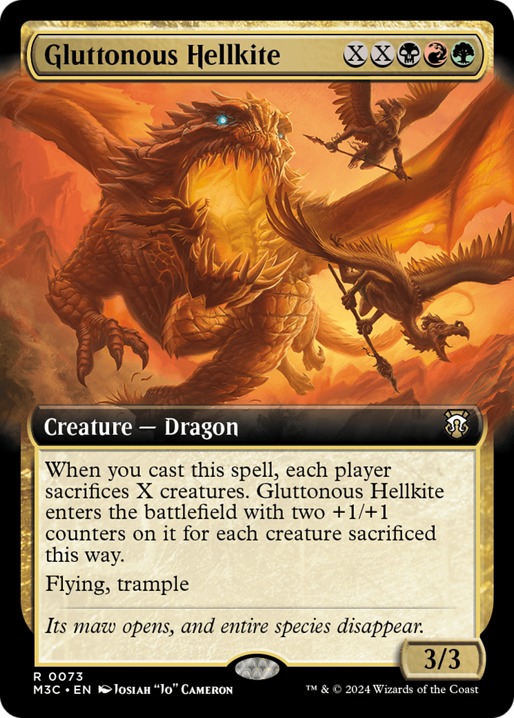 Gluttonous Hellkite (Extended Art) (Ripple Foil) [Modern Horizons 3 Commander] | Cards and Coasters CA