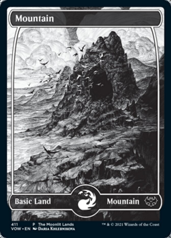 Mountain (The Moonlit Lands) (Foil Etched) [Innistrad: Crimson Vow Promos] | Cards and Coasters CA