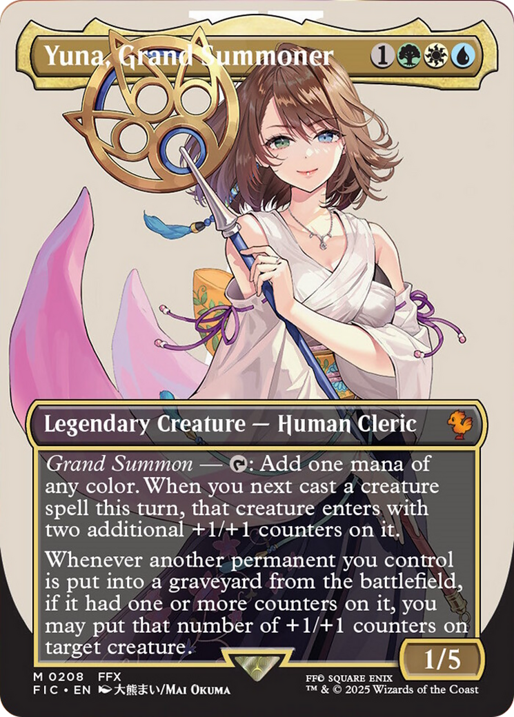 Yuna, Grand Summoner (Borderless) [FINAL FANTASY Commander] | Cards and Coasters CA