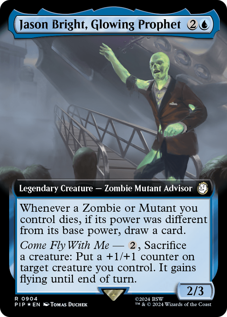 Jason Bright, Glowing Prophet (Extended Art) (Surge Foil) [Fallout] | Cards and Coasters CA
