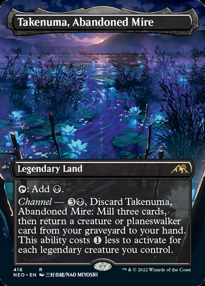 Takenuma, Abandoned Mire (Borderless Alternate Art) [Kamigawa: Neon Dynasty] | Cards and Coasters CA