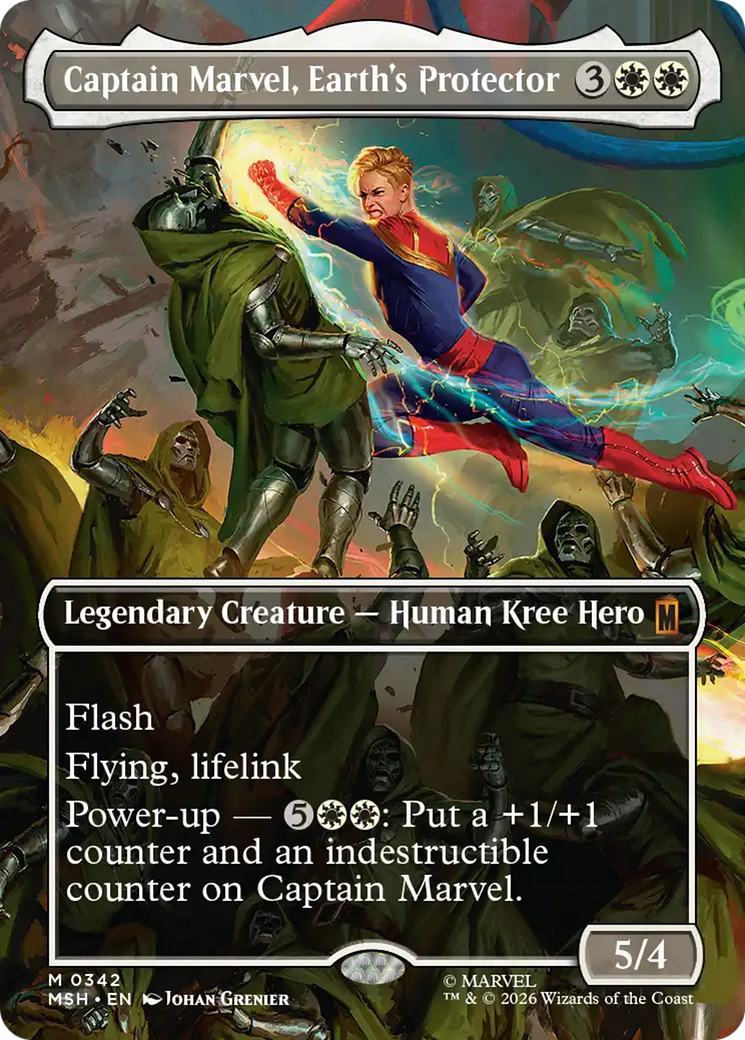 Captain Marvel, Earth's Protector (Borderless) (0342) [Marvel Super Heroes] | Cards and Coasters CA