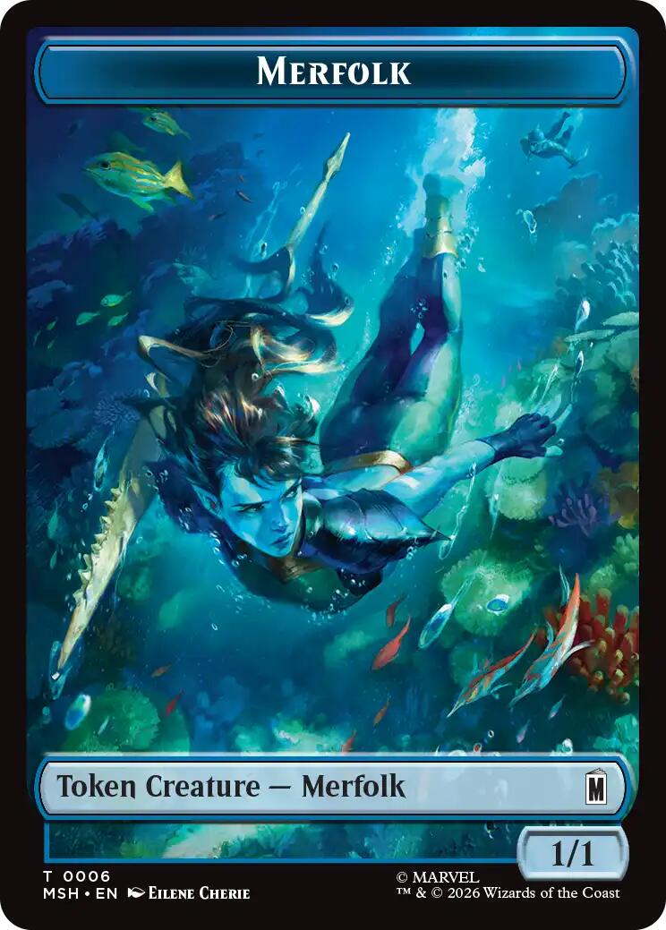 Merfolk // Doombot Double-Sided Token [Marvel Super Heroes Tokens] | Cards and Coasters CA