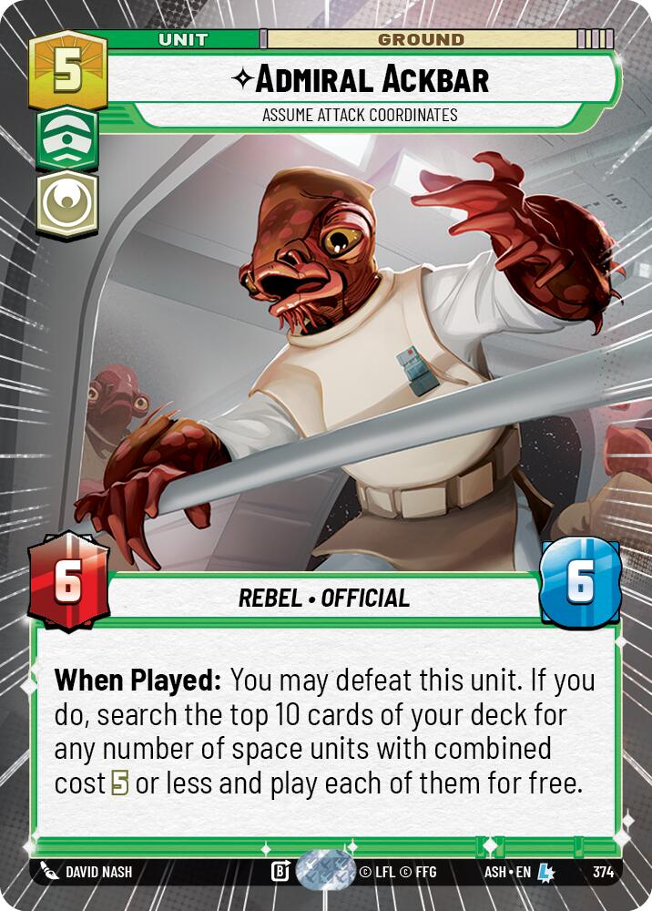 Admiral Ackbar - Assume Attack Coordinates (374) (Hyperspace) (374) [Ashes of the Empire] | Cards and Coasters CA
