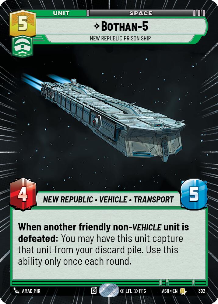 Bothan-5 - New Republic Prison Ship (392) (Hyperspace) (392) [Ashes of the Empire] | Cards and Coasters CA