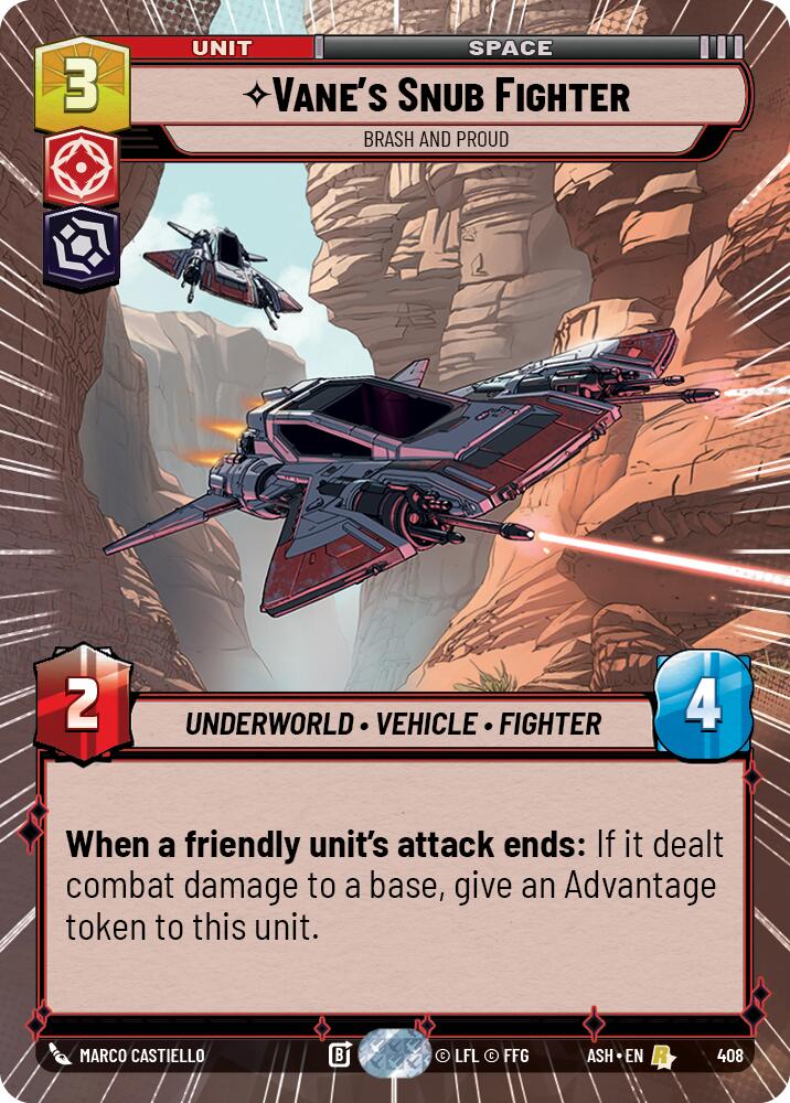 Vane's Snub Fighter - Brash and Proud (408) (Hyperspace) (408) [Ashes of the Empire] | Cards and Coasters CA
