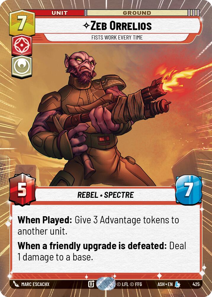 Zeb Orrelios - Fists Work Every Time (425) (Hyperspace) (425) [Ashes of the Empire] | Cards and Coasters CA