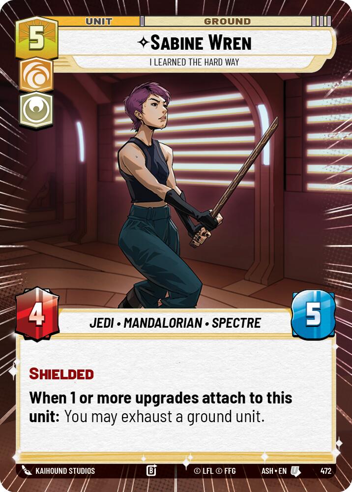Sabine Wren - I Learned the Hard Way (472) (Hyperspace) (472) [Ashes of the Empire] | Cards and Coasters CA