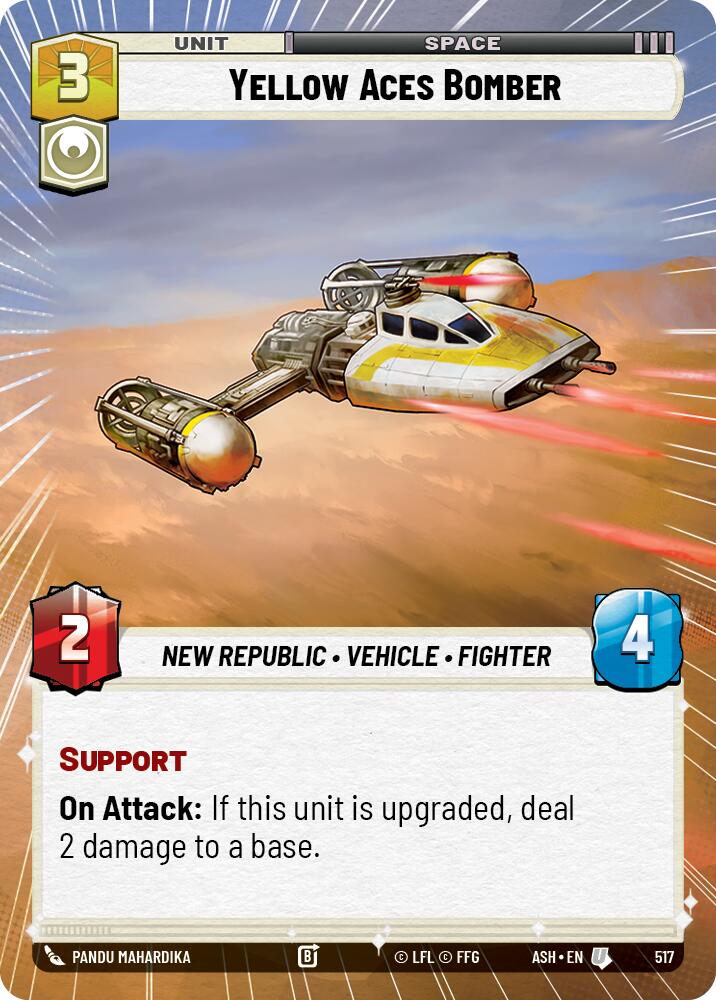 Yellow Aces Bomber (517) (Hyperspace) (517) [Ashes of the Empire] | Cards and Coasters CA
