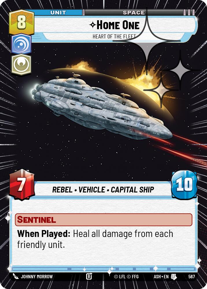 Home One - Heart of the Fleet (567) (Hyperspace Foil) (567) [Ashes of the Empire] | Cards and Coasters CA