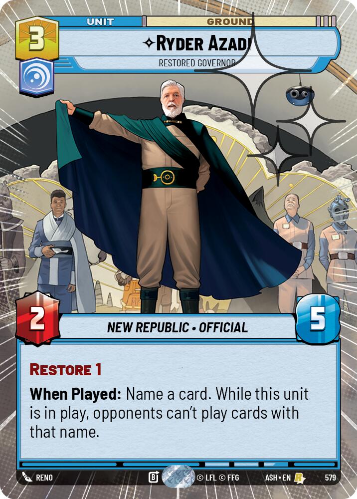 Ryder Azadi - Restored Governor (579) (Hyperspace Foil) (579) [Ashes of the Empire] | Cards and Coasters CA