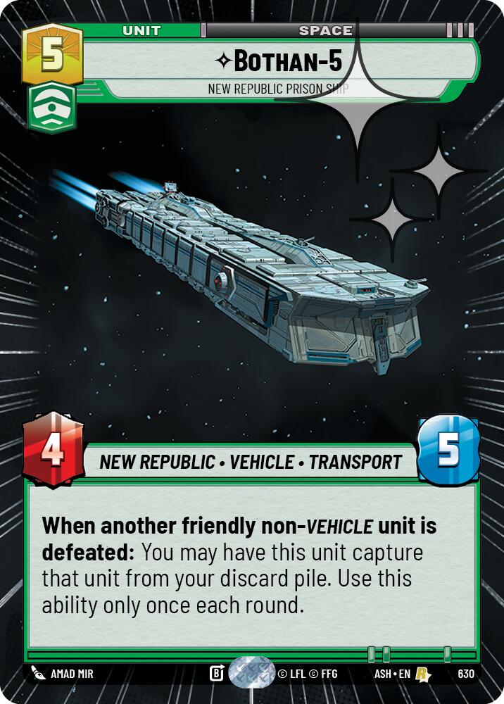 Bothan-5 - New Republic Prison Ship (630) (Hyperspace Foil) (630) [Ashes of the Empire] | Cards and Coasters CA