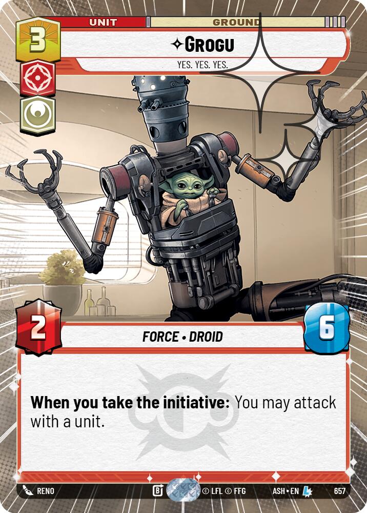 Grogu - Yes. Yes. Yes. (657) (Hyperspace Foil) (657) [Ashes of the Empire] | Cards and Coasters CA