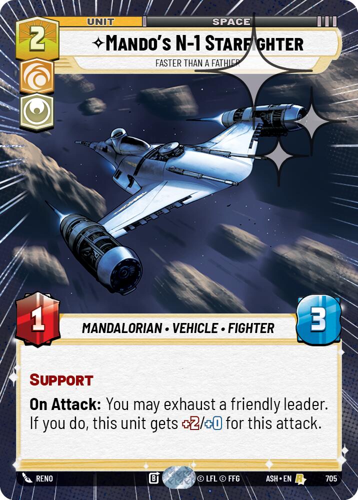 Mando's N-1 Starfighter - Faster than a Fathier (705) (Hyperspace Foil) (705) [Ashes of the Empire] | Cards and Coasters CA