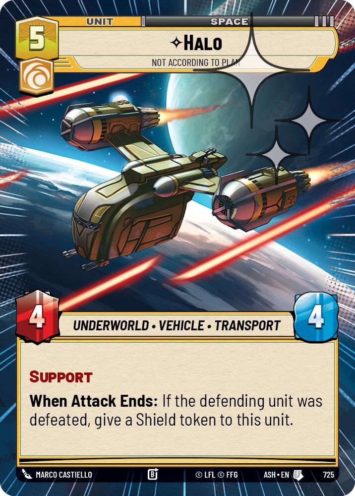 Halo - Not According to Plan (725) (Hyperspace Foil) (725) [Ashes of the Empire] | Cards and Coasters CA