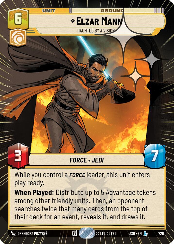 Elzar Mann - Haunted by a Vision (726) (Hyperspace Foil) (726) [Ashes of the Empire] | Cards and Coasters CA