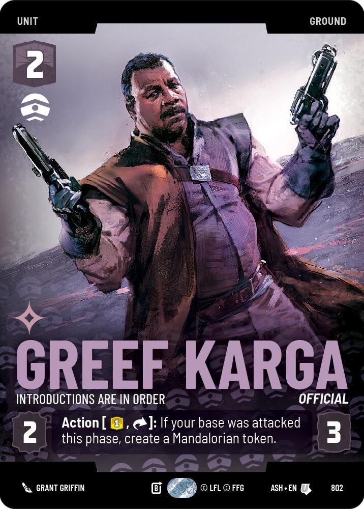 Greef Karga - Introductions are in Order (802) (Prestige) (802) [Ashes of the Empire] | Cards and Coasters CA