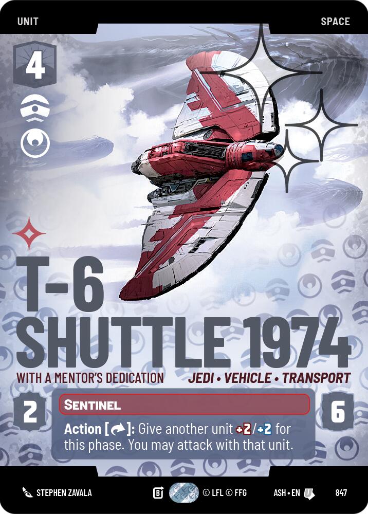 T-6 Shuttle 1974 - With a Mentor's Dedication (847) (Prestige Foil) (847) [Ashes of the Empire] | Cards and Coasters CA