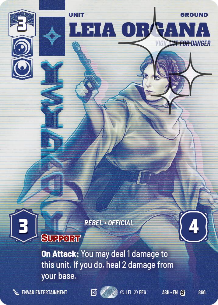 Leia Organa - Vigilant for Danger (866) (Prestige Foil) (866) [Ashes of the Empire] | Cards and Coasters CA