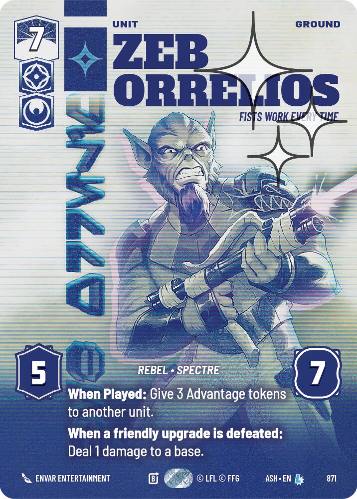 Zeb Orrelios - Fists Work Every Time (871) (Prestige Foil) (871) [Ashes of the Empire] | Cards and Coasters CA