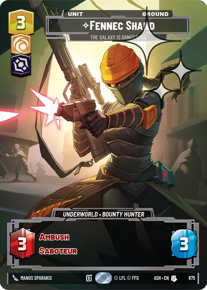 Fennec Shand - The Galaxy Is Dangerous (875) (Prestige Foil) (875) [Ashes of the Empire] | Cards and Coasters CA