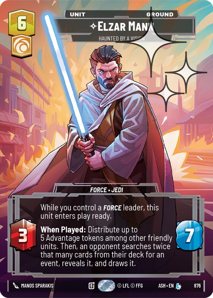 Elzar Mann - Haunted by a Vision (876) (Prestige Foil) (876) [Ashes of the Empire] | Cards and Coasters CA