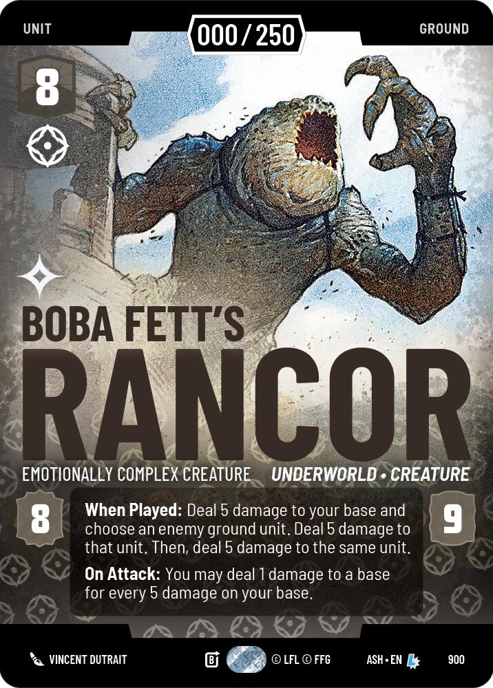 Boba Fett's Rancor - Emotionally Complex Creature (900) (Serialized) (900) [Ashes of the Empire] | Cards and Coasters CA