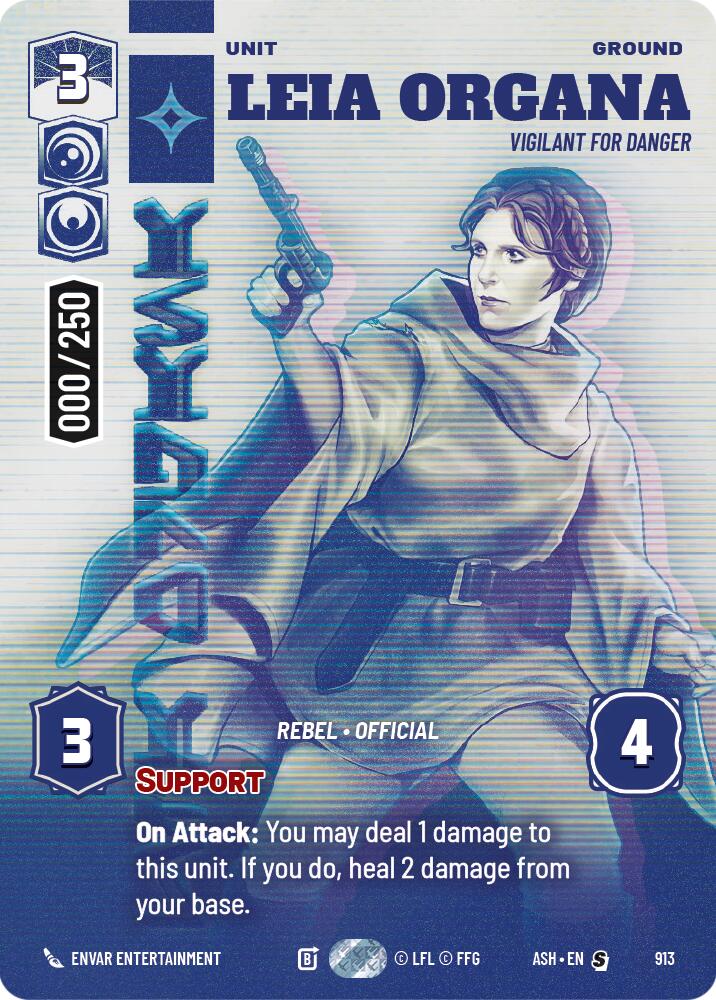 Leia Organa - Vigilant for Danger (913) (Serialized) (913) [Ashes of the Empire] | Cards and Coasters CA