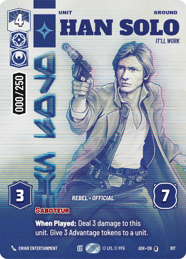Han Solo - It'll Work (917) (Serialized) (917) [Ashes of the Empire] | Cards and Coasters CA
