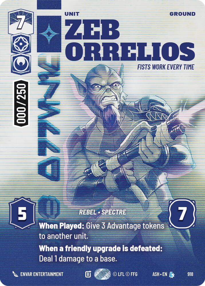 Zeb Orrelios - Fists Work Every Time (918) (Serialized) (918) [Ashes of the Empire] | Cards and Coasters CA