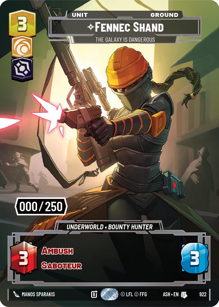 Fennec Shand - The Galaxy Is Dangerous (922) (Serialized) (922) [Ashes of the Empire] | Cards and Coasters CA