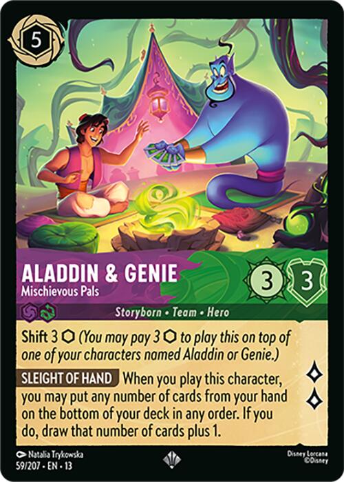 Aladdin & Genie - Mischievous Pals (59/207) [Attack of the Vine!] | Cards and Coasters CA