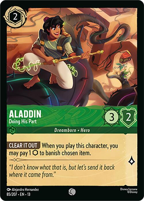 Aladdin - Doing His Part (85/207) [Attack of the Vine!] | Cards and Coasters CA