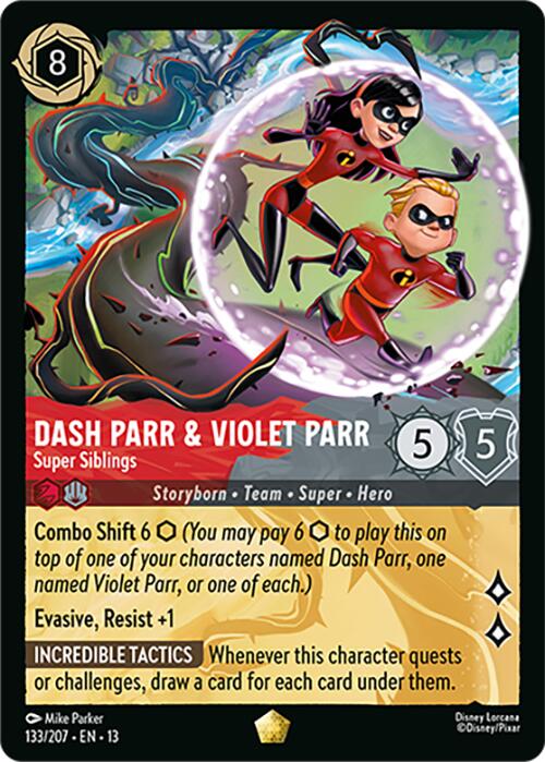 Dash Parr & Violet Parr - Super Siblings (133/207) [Attack of the Vine!] | Cards and Coasters CA