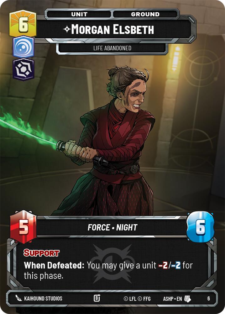 Morgan Elsbeth -Life Abandoned (6) (6) [Ashes of the Empire Weekly Play Promos] | Cards and Coasters CA