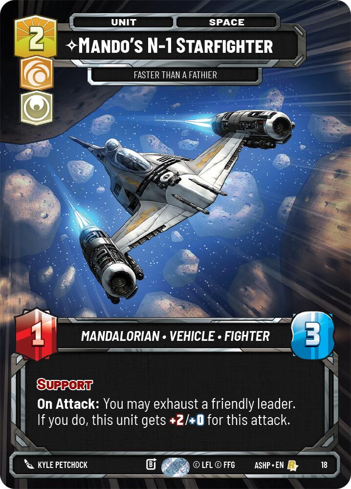 Mando's N-1 Starfighter - Faster than a Fathier (18) (18) [Ashes of the Empire Weekly Play Promos] | Cards and Coasters CA