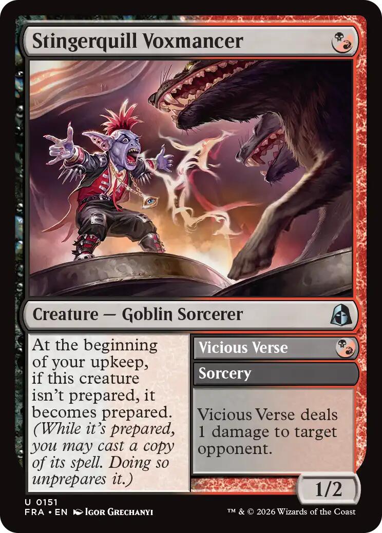 Stingerquill Voxmancer // Vicious Verse [Reality Fracture] | Cards and Coasters CA