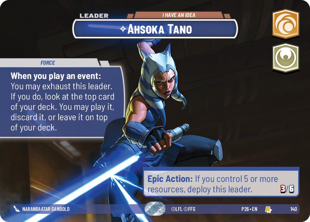 Ahsoka Tano - I Have an Idea (140) (Prize Wall) (140) [Galactic Championship 2026] | Cards and Coasters CA