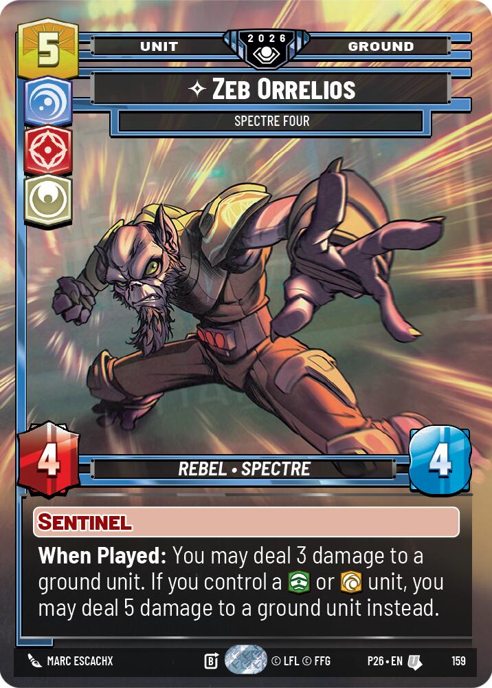 Zeb Orellios - Spectre Four (159) (Prize Wall) (Foil) (159) [Galactic Championship 2026] | Cards and Coasters CA