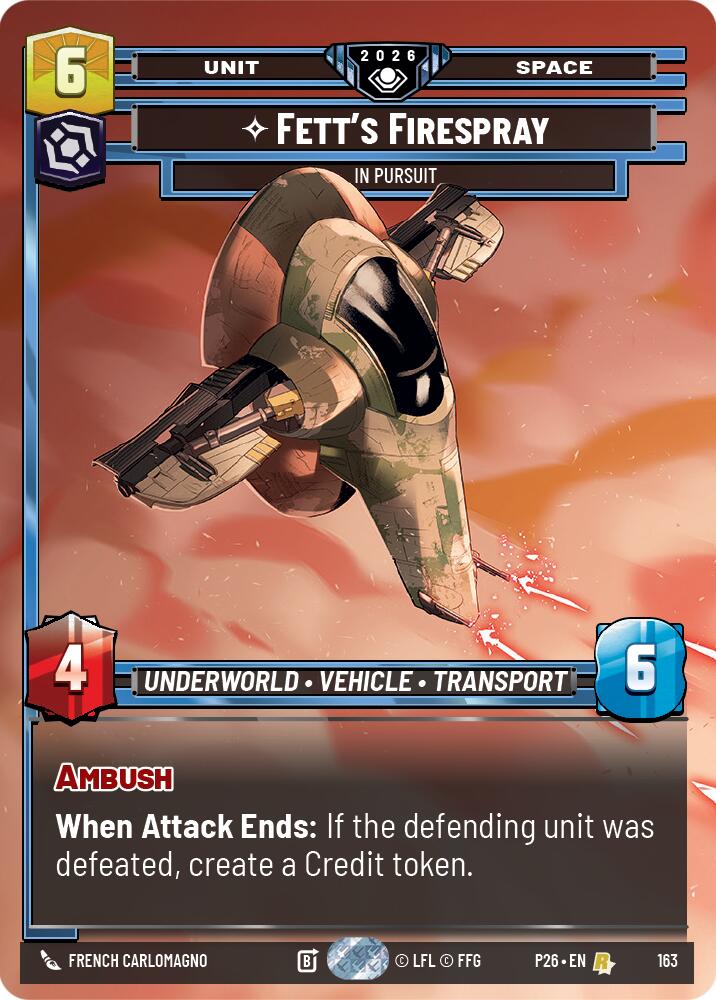 Fett's Firespray - In Pursuit (163) (Prize Wall) (Foil) (163) [Galactic Championship 2026] | Cards and Coasters CA