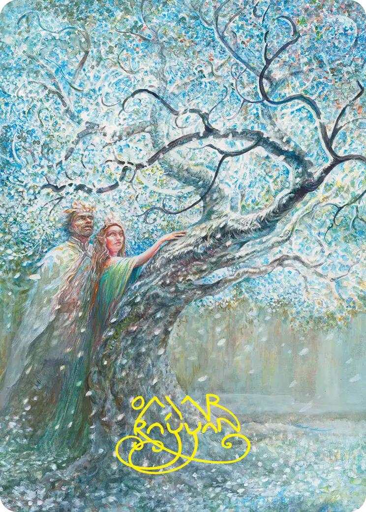 Flowering of the White Tree Art Card (Gold-Stamped Signature) [The Hobbit Art Series] | Cards and Coasters CA